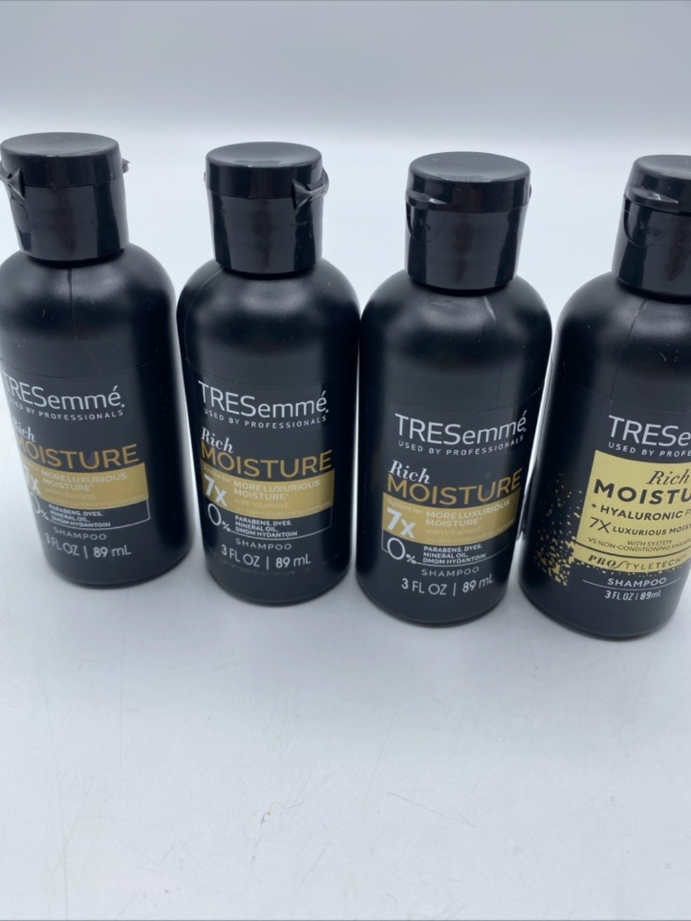 3 Tresemme Moisture Rich Luxurious Shampoo 0% Parabens Travel 1 Hyaluronic Plex